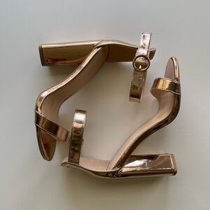 Charlotte Russe Rose gold metallic block heel sandals